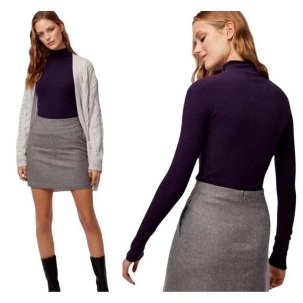 Wilfred Wool Blend A-Line Mini Skirt Gray Textured Pockets Women's Size 4